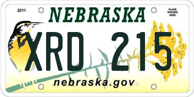 NE license plate XRD215