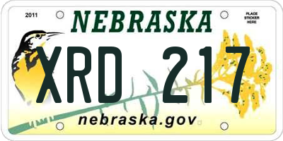 NE license plate XRD217