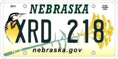 NE license plate XRD218