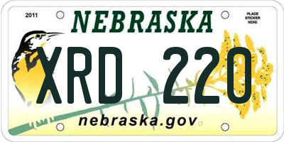 NE license plate XRD220