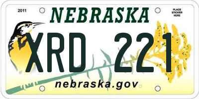 NE license plate XRD221