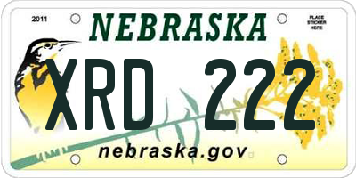 NE license plate XRD222