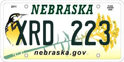NE license plate XRD223