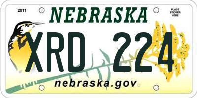 NE license plate XRD224