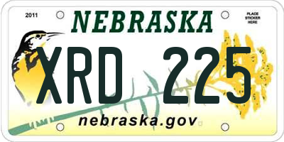NE license plate XRD225