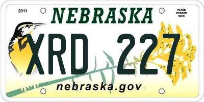 NE license plate XRD227