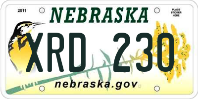 NE license plate XRD230