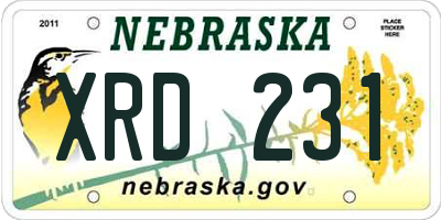 NE license plate XRD231