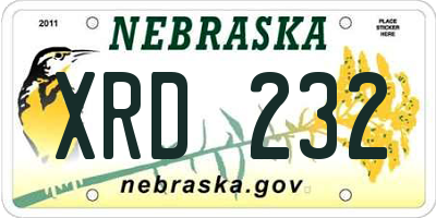 NE license plate XRD232