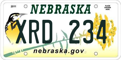 NE license plate XRD234