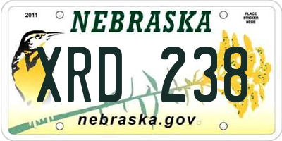 NE license plate XRD238