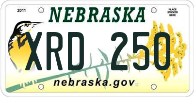 NE license plate XRD250