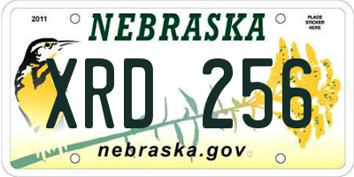 NE license plate XRD256