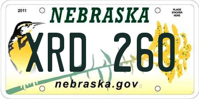 NE license plate XRD260