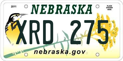 NE license plate XRD275