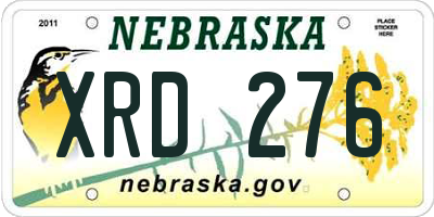 NE license plate XRD276