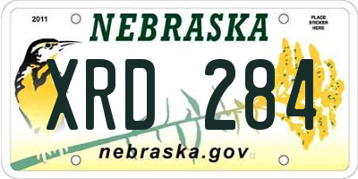 NE license plate XRD284