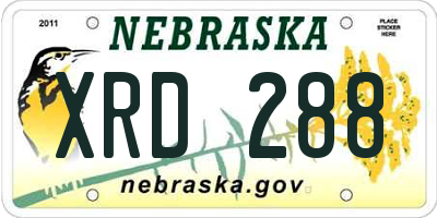 NE license plate XRD288
