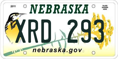 NE license plate XRD293