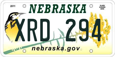 NE license plate XRD294