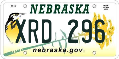 NE license plate XRD296