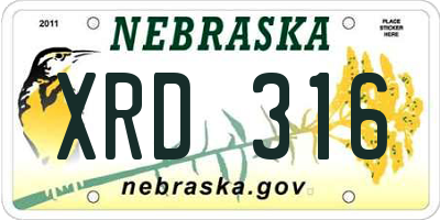 NE license plate XRD316
