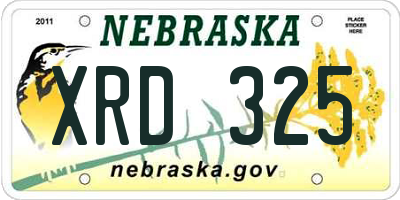 NE license plate XRD325