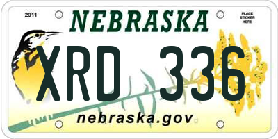 NE license plate XRD336