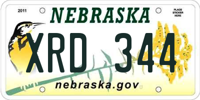 NE license plate XRD344