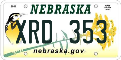 NE license plate XRD353