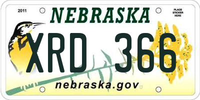NE license plate XRD366