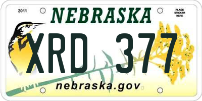 NE license plate XRD377