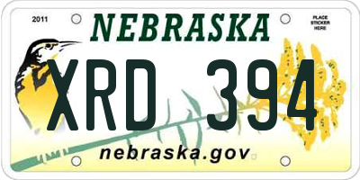 NE license plate XRD394