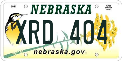 NE license plate XRD404