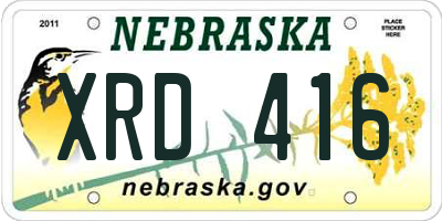 NE license plate XRD416