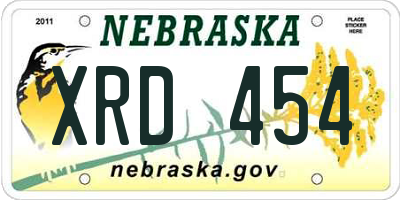 NE license plate XRD454