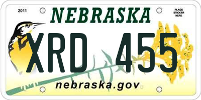 NE license plate XRD455