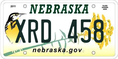 NE license plate XRD458