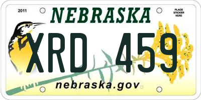 NE license plate XRD459
