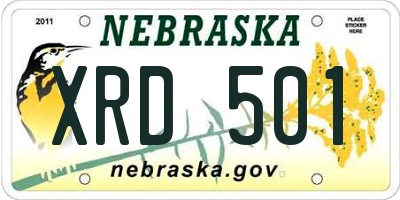 NE license plate XRD501