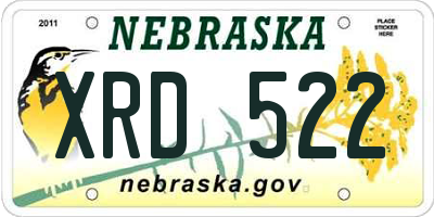 NE license plate XRD522