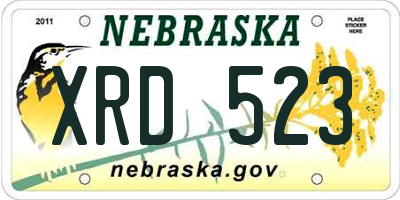 NE license plate XRD523