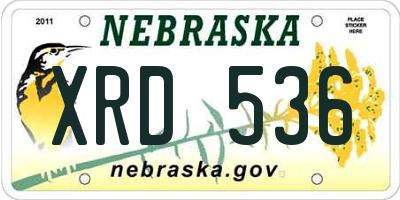 NE license plate XRD536