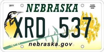 NE license plate XRD537