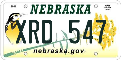 NE license plate XRD547