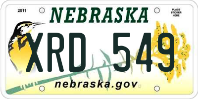 NE license plate XRD549