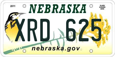 NE license plate XRD625