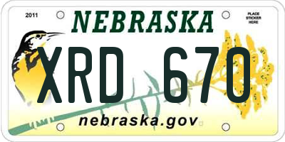 NE license plate XRD670