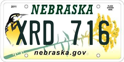 NE license plate XRD716
