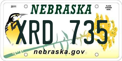 NE license plate XRD735